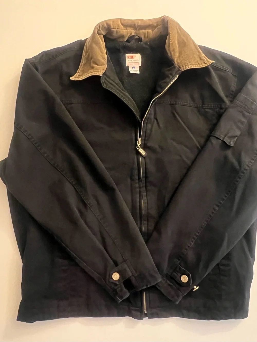 Vintage 90s Levi’s Dry Goods Jacket Men’s L Black Corduroy Collar Lined Workwear